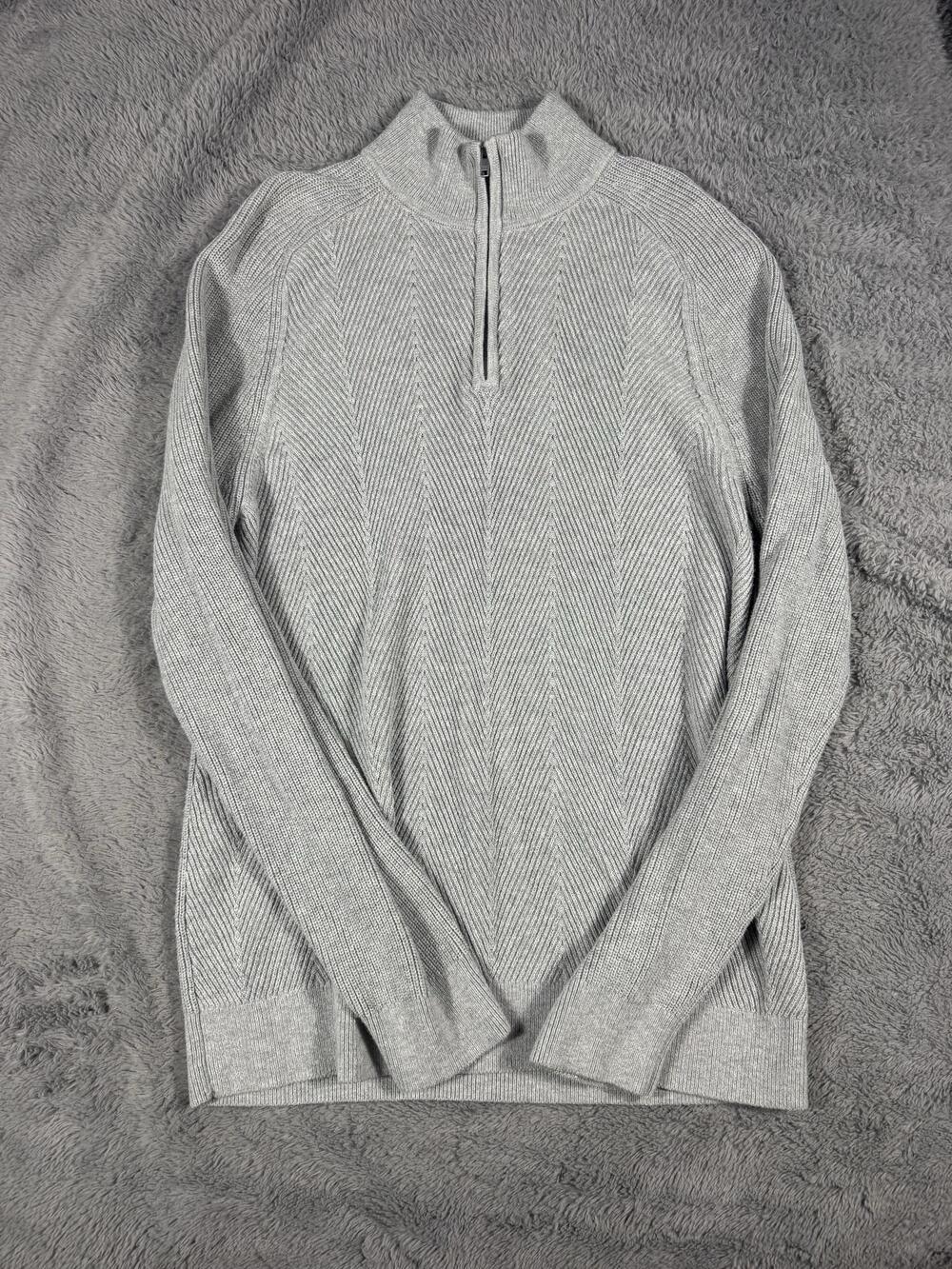 Banana Republic Sweater Womens Large Gray 1/4 Zip Mock Neck Knit Pullover Top